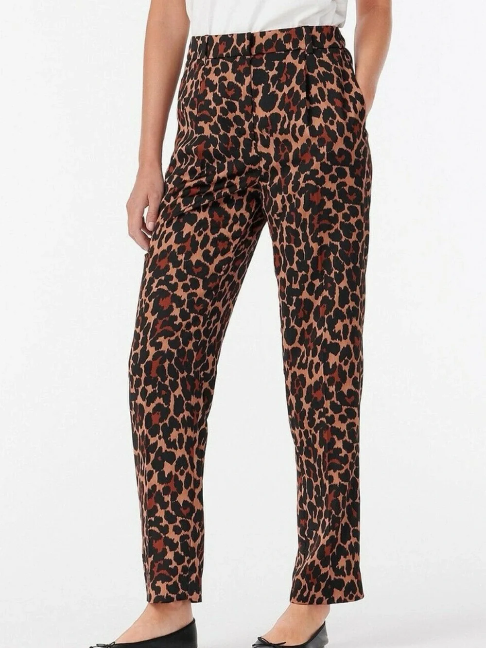 J. Crew high waisted leopard print satin trouser style pants size 2